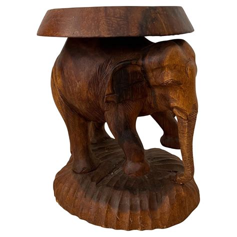 White Carved Wood Elephant Table For Sale At 1stDibs