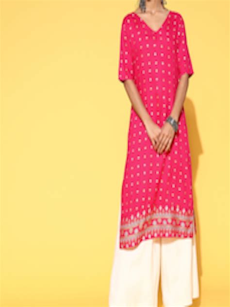 Buy Anouk Women Pink Ethnic Motifs Printed Kurta Kurtas For Women