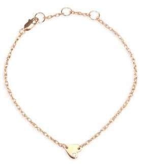 Jennifer Zeuner Jewelry Mia Mini Diamond Heart Anklet Rose Gold