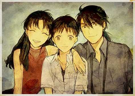 Ikari Shinji Katsuragi Misato And Kaji Ryouji Neon Genesis Evangelion Drawn By Tsuzuki Flee