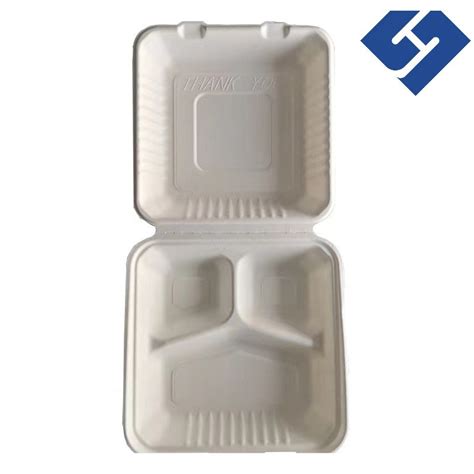 Biodegradable Sugarcane Boxes 600ml Clamshell Takeaway Bagasse Hinged