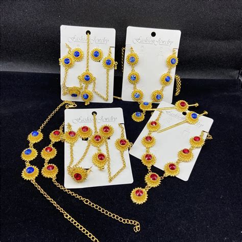 Ethlyn Ethiopian Jewelry Set Necklace Earring Ring Hair Piece Hair