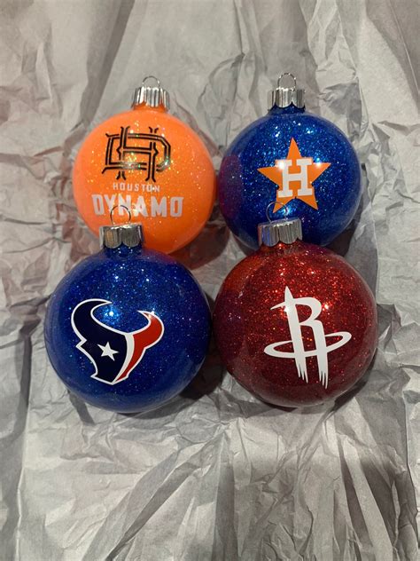 Houston Sports Teams Glittered Ornaments Individual Or Set Of Etsy