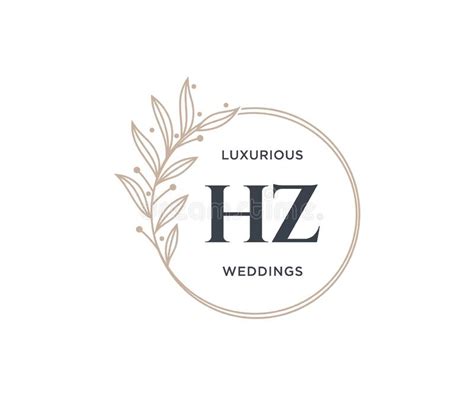 HZ Initials Letter Wedding Monogram Logos Template Hand Drawn Modern