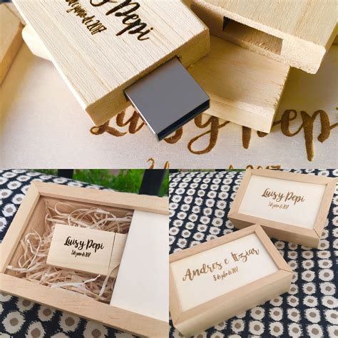 Caja Para Pendrive Y Pendrive Artesano Estuches Para Fot Grafos De Boda