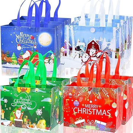 Amazon.com: Whaline 12 Pack Large Christmas Tote Bags with Handles ...