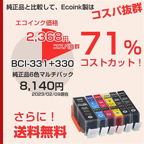 楽天市場 ﾎﾟｲﾝﾄ5倍 クーポンBCI 331 XL BCI 330 XL 6MP 互換インクカートリッジ6色 プリンター