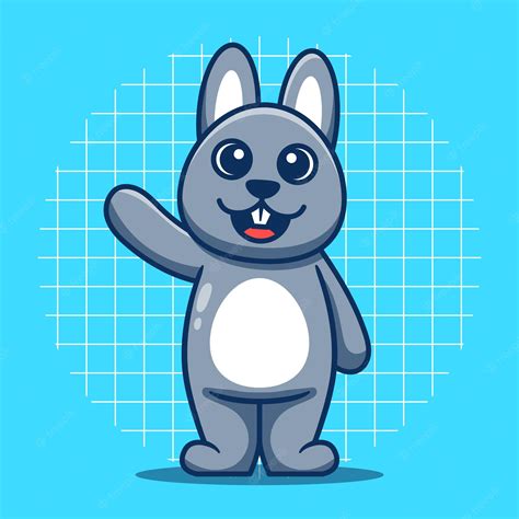 Premium Vector Cute Bunny Mascot Waving Vector Illustration