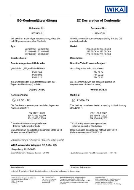 Wika Pressure Temperature Handbook Off