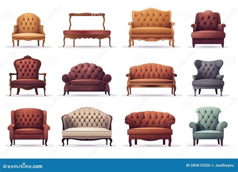 Collection Of Sofas Isolated On White Background Generative Ai Stock