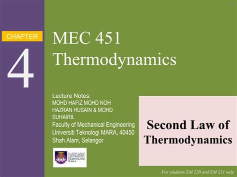 Thermodynamic Chapter 4 Second Law Of Thermodynamics Ppt Free Download