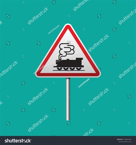 Railway Crossing Ahead Sign Isolated Vector Stock Vector Royalty Free