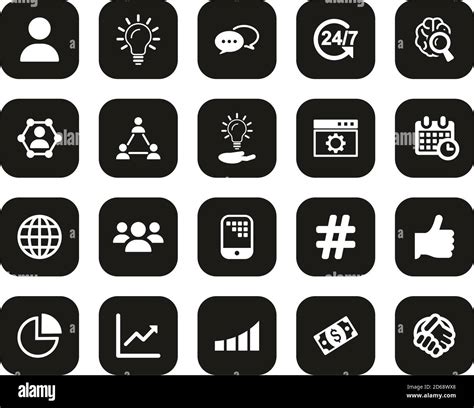 Consulting Icons White On Black Flat Design Set Big Stock Vector Image