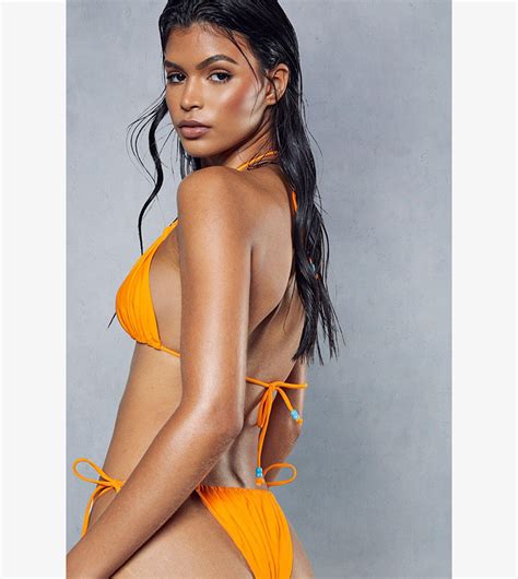 Buy MissPap Bead Detail Strappy Tie Bikini Set In Orange 6thStreet Qatar