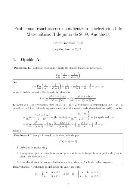 Ejercicios Resueltos De Selectividad De MatemÃ¡ticas Ii De AndalucÃ­a