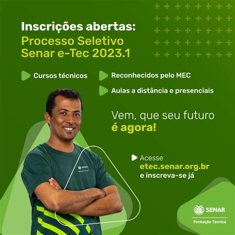 Inscrições Para O Processo Seletivo 20231 Da Formação Técnica Do Senar