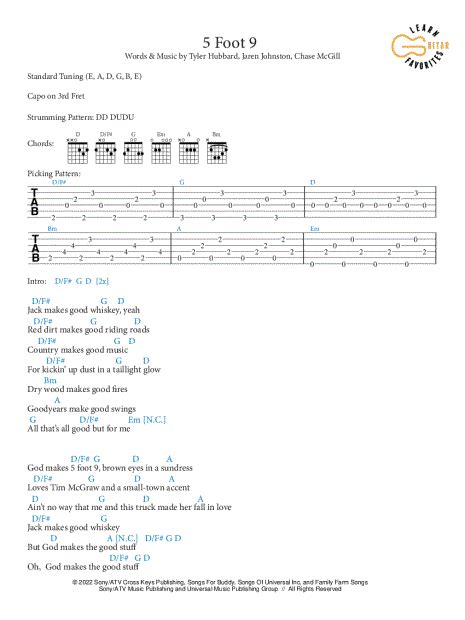 Learn Guitar Favorites 5 Foot 9 Guitar Tab In D Major Download