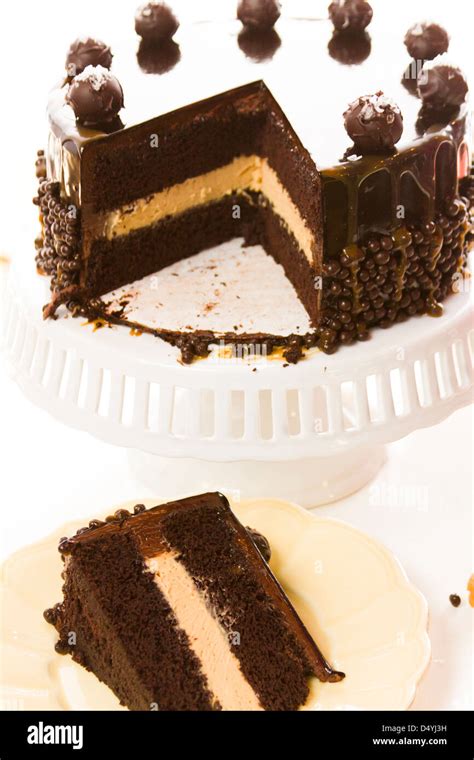 Salted Caramel Truffle Torte With Layers Of Chocolate Cake Filled With