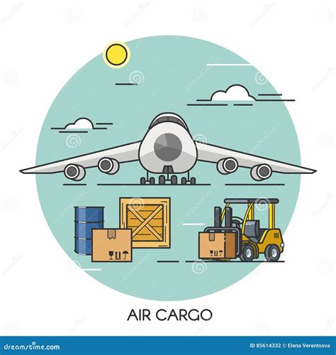 Freight Airplane Flat Outline Concept. Cargo Plane Global Transport ...