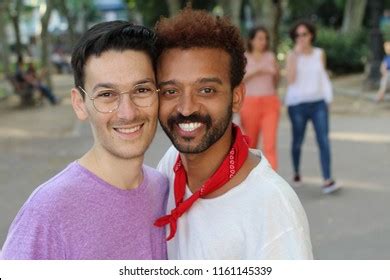 Interracial Gay Couple Outdoor Close Stock Photo 1161145339 Shutterstock