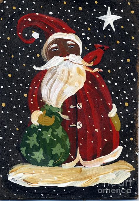 African American Santa Claus Painting By Sylvia Pimental