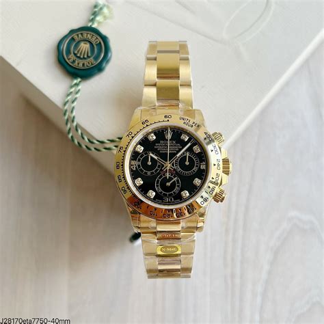 Super Clone M Quina Eta Rolex Daytona Dourado Brilhante Mm