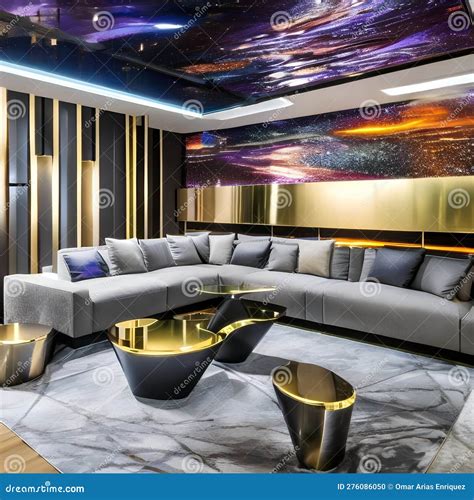 1 a Futuristic, Space-inspired Living Room with a Mix of Metallic and
