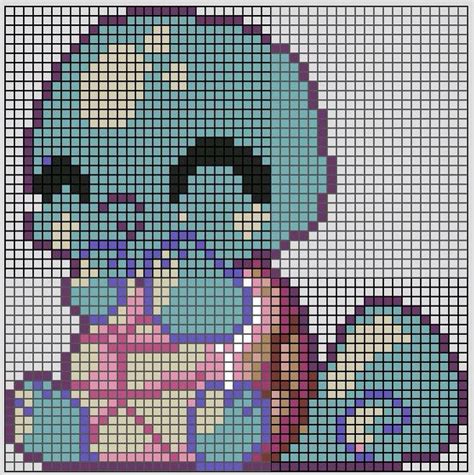 Cutie Squirtle Perler Small Cross Stitch Bead Sprite Square Quilt