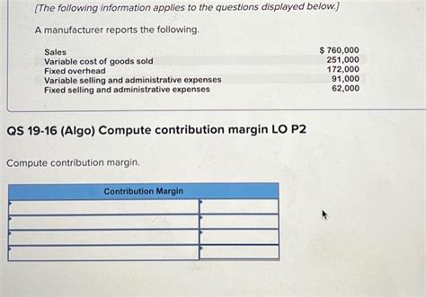 Solved Qs Algo Compute Contribution Margin Lo P Chegg