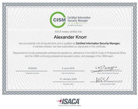 cism certificate