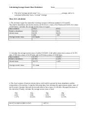 Chemistry Worksheet Average Atomic Mass