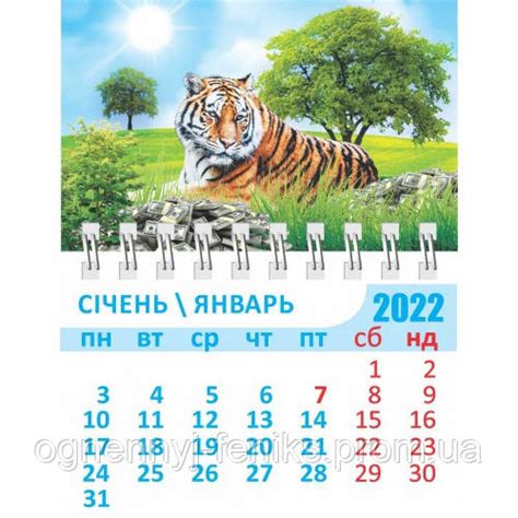Календарь на Магните Тигр Символ 2022 Года — Купить Недорого на Bigl.ua ...