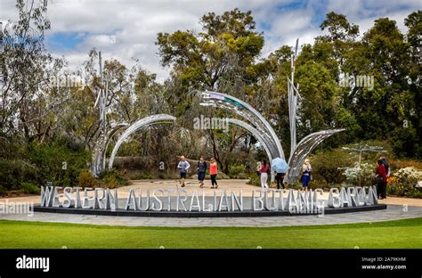western australia botanic garden entrance sign  metal abstract