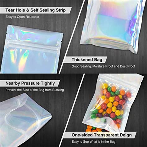 Toprodus Pieces Of X Inch Resealable Holographic Mylar Bags Smell