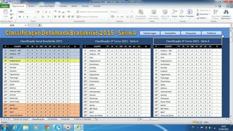 Excel Avançado Campeonato Brasileiro 2015 Youtube