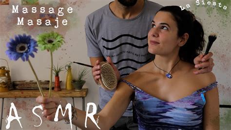 ASMR españolMasaje cabeza cuello y hombrosBrochas cepillo crema