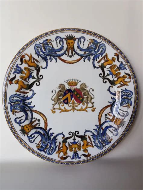 Ancienne Assiette En Faience De Gien D Cor D Armoiries Blason Eur