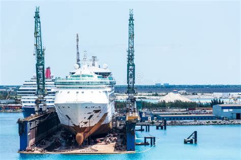 Passenger Ship Inside the Drydock. Stock Photo - Image of commercial ...