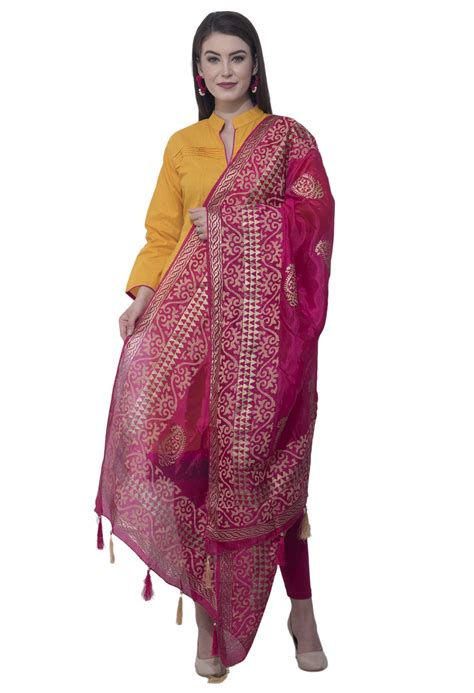 A R Silk Rani Color Silk Pahadi Print Dupattas And Chunnis Anarkali