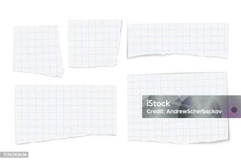 Set Of White Vector Checkered Paper Tears Isolated On White Stock