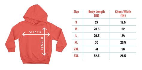 Hoodie Size Chart Flock And Feathers