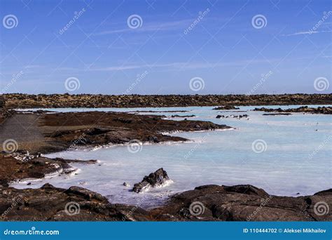 Blue Sky Over the Volcanic Lake in Iceland. Blue Lagoon Stock Photo ...