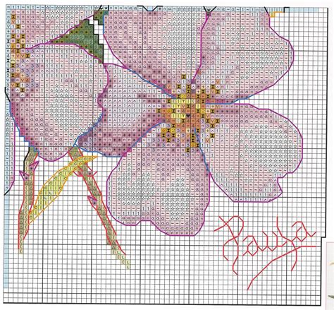 Schema Punto Croce Fiori Rosa 12