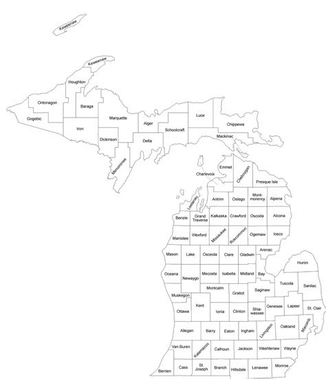 Printable Michigan County Map