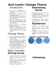 Kurt Lewin - Change Theory.docx - Kurt Lewin: Change Theory ...