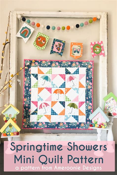 Springtime Showers And Strawberries Mini Quilt Pdf Pattern Etsy