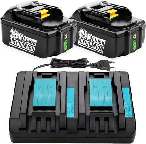 Energup 18V 5000mAh Li ion Ersatzakku DC18RD Dual Port Ladegerät für