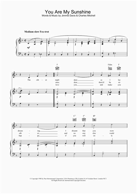 You Are My Sunshine Piano Sheet Music | OnlinePianist