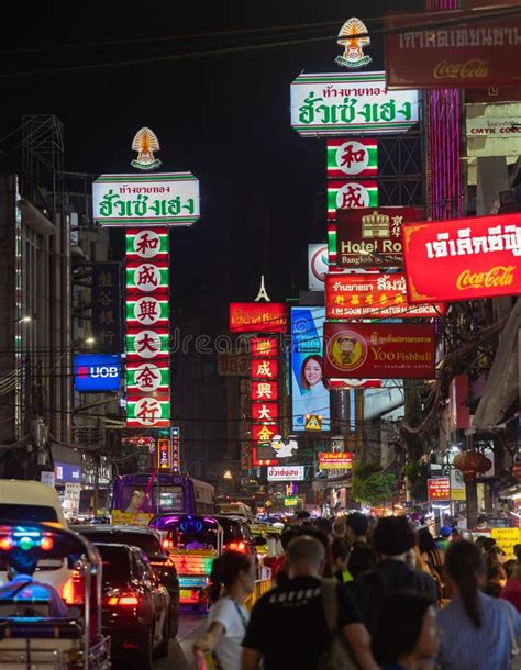 Yaowarat Road At Night Editorial Photography Image Of Facades