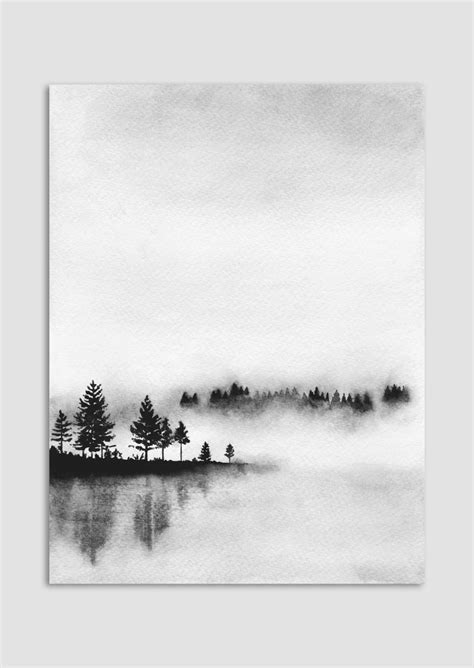 Reflections Monochrome Watercolour Print Reflections Monochrome